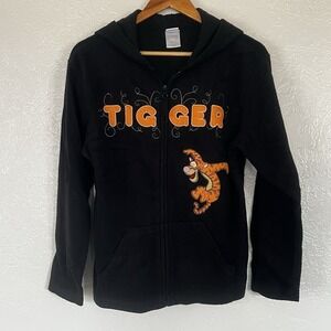 Disney Tigger Fleece Zip Hoodie Size Small Black Embroidered Winnie The Pooh